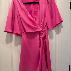 Elegant Pink Silk Wrap Dress